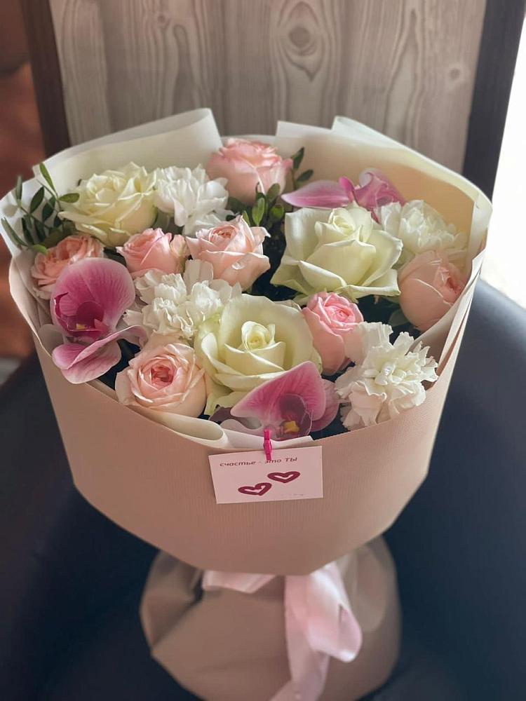 Букет цветов из: Орхидеи, Розы и Гвоздики в Бурацком