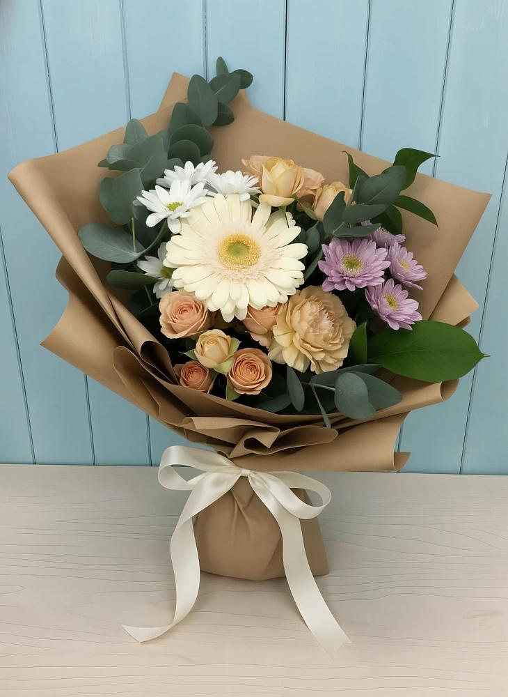 Букет цветов из: Герберы и Хризантемы в Бурацком