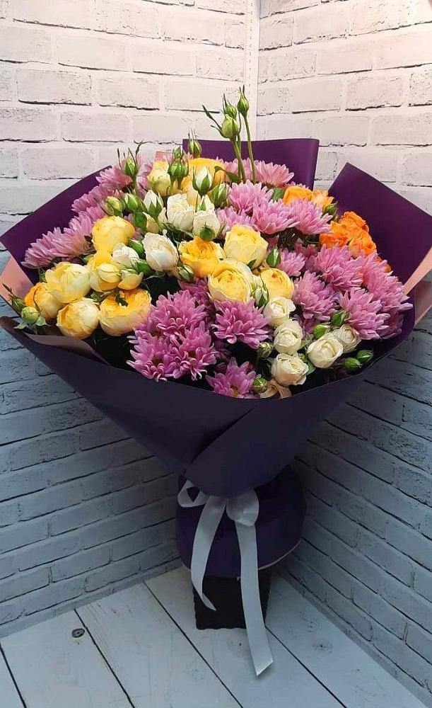 Букет цветов из: Хризантемы и Розы в Бурацком