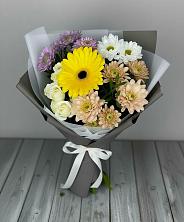 Букет цветов из:  Розы, Герберы и Хризантемы в Бурацком