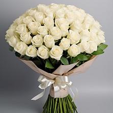 Букет 101 беля роза Белоснежка в Бурацком