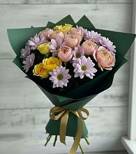 Букет цветов из:  Хризантемы и Розы в Бурацком