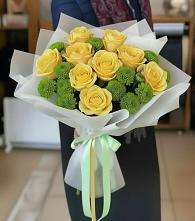 Букет цветов из:  Хризантемы и Розы в Бурацком