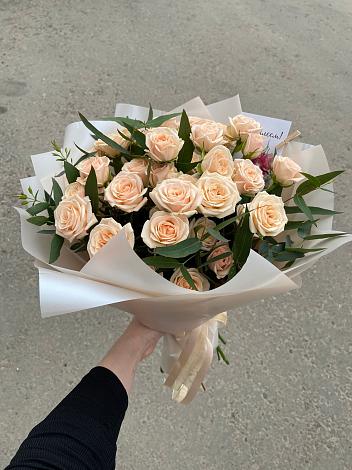 Букет Кремовые розы Латте в Бурацком