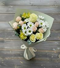 Букет цветов из:  Альстромерии, Розы и Хризантемы в Бурацком