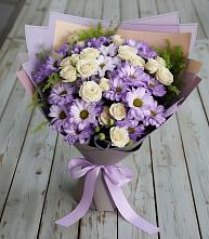 Букет цветов из:  Хризантемы и Розы в Бурацком