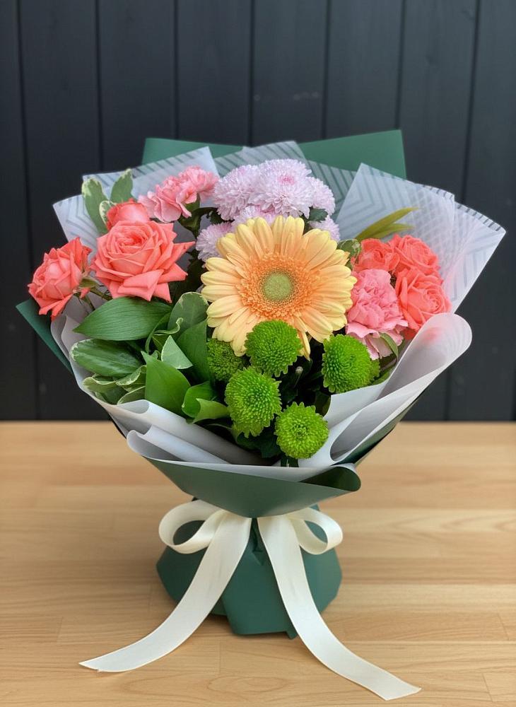 Букет цветов из: Гвоздики, Розы, Герберы и Хризантемы в Бурацком