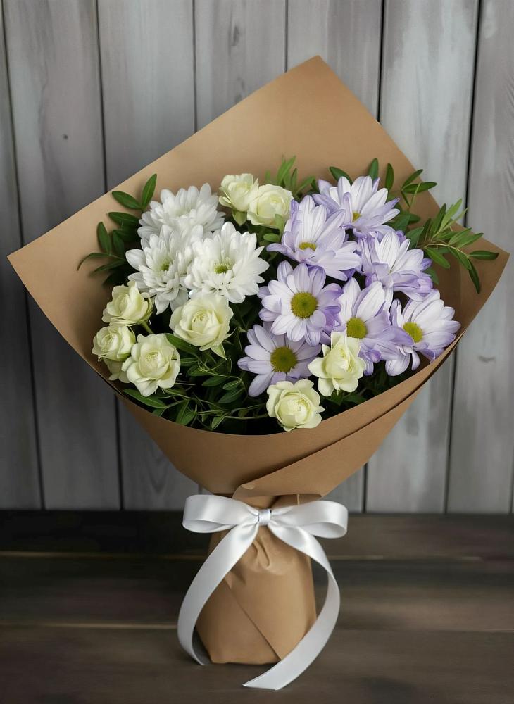 Букет цветов из: Хризантемы и Розы в Бурацком